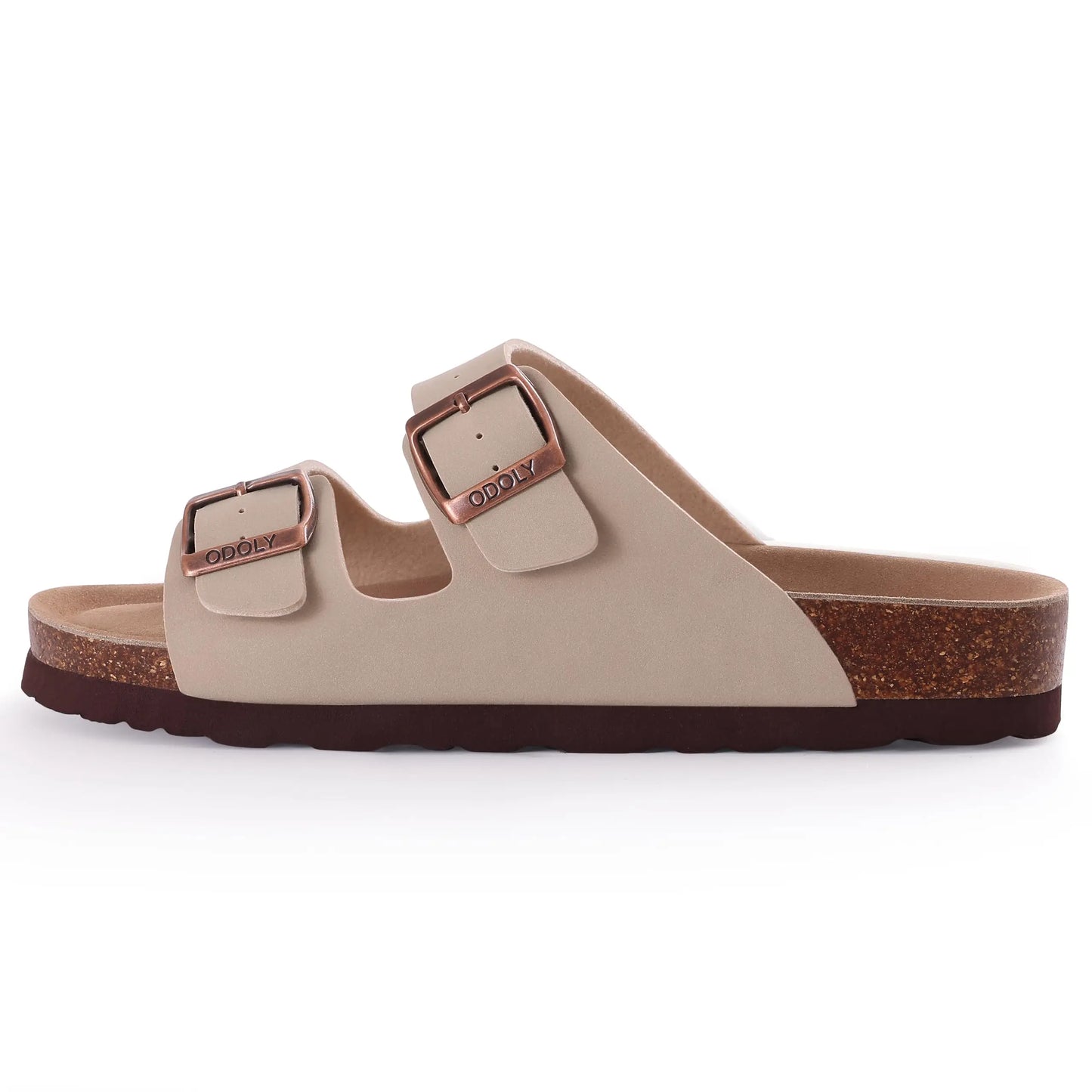 Crestar Women's Fashion Leather Sandals Classic Cork Footbed Clogs Slippers Beach Slides With Double Buckle Unisex Brand Sandals