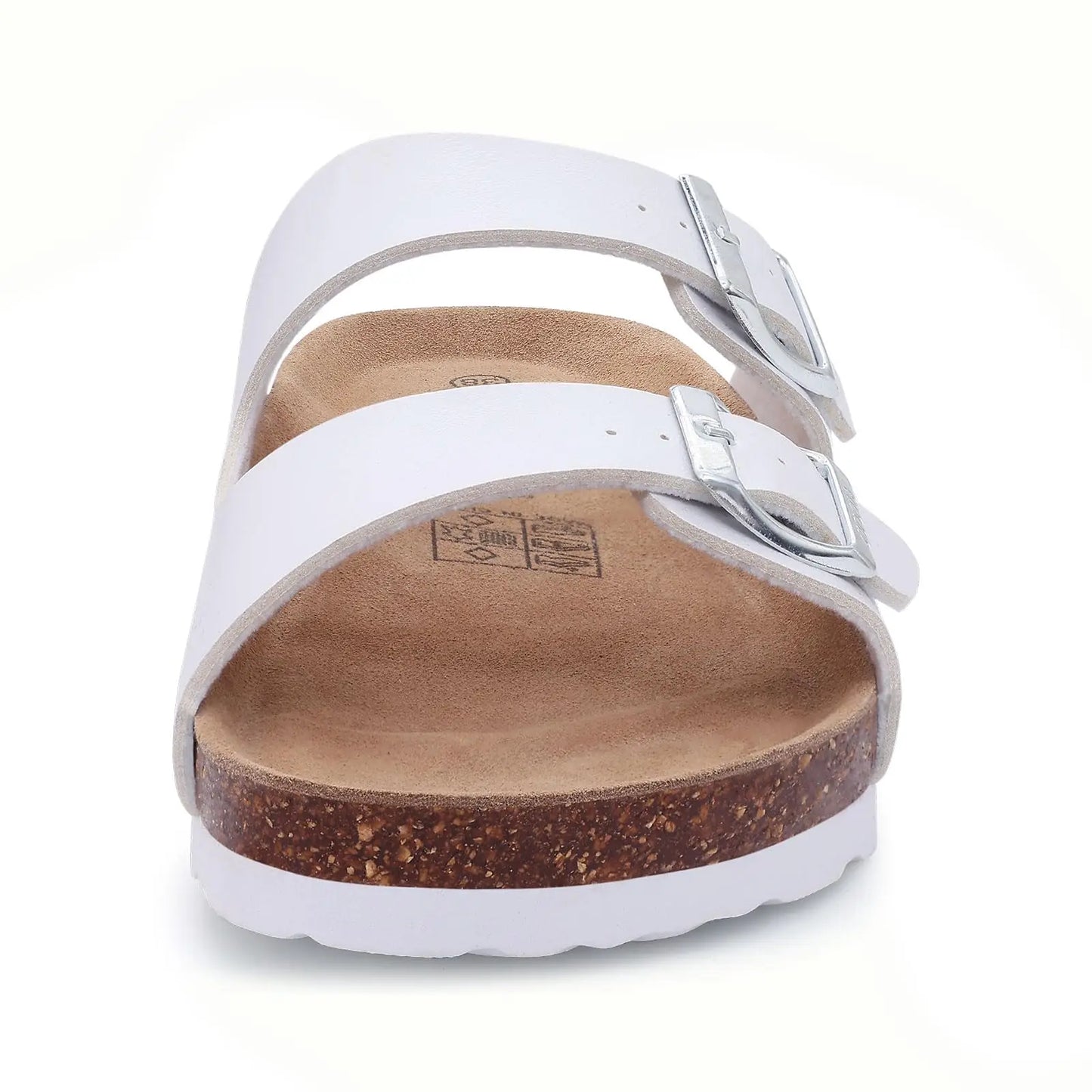 Crestar Women's Fashion Leather Sandals Classic Cork Footbed Clogs Slippers Beach Slides With Double Buckle Unisex Brand Sandals