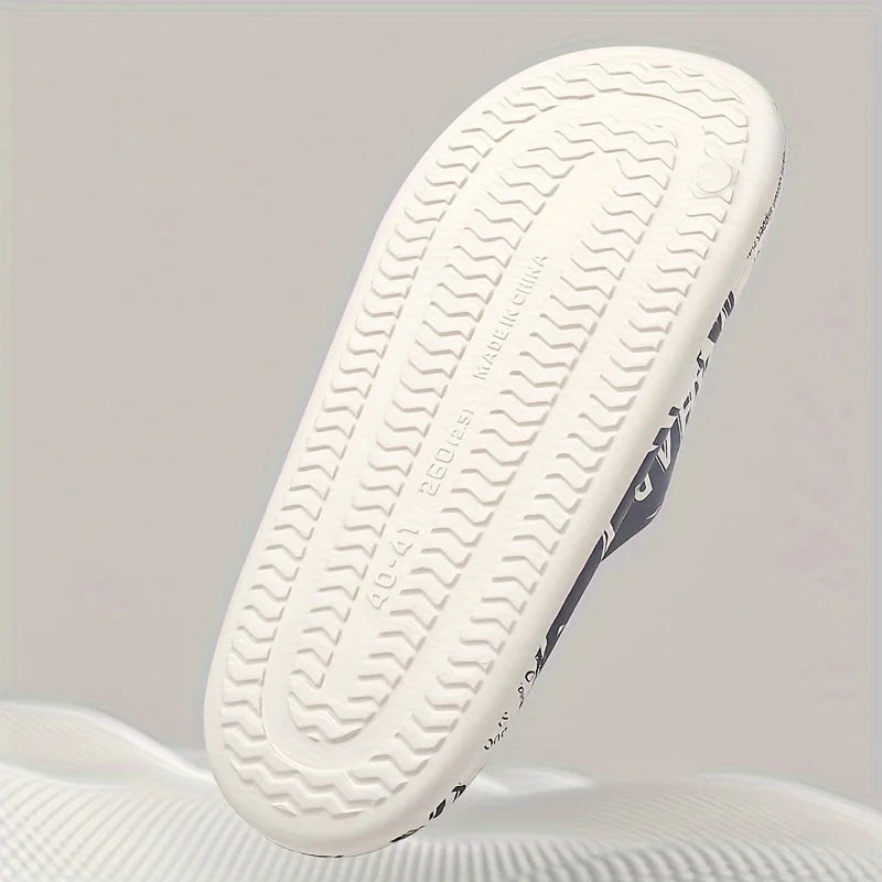 Plus Size 48-49 Graffiti Men Slippers Sole EVA Indoor Open Toe Flip Flops Beach Slides Flat Sandals Printing Cartoon Slides
