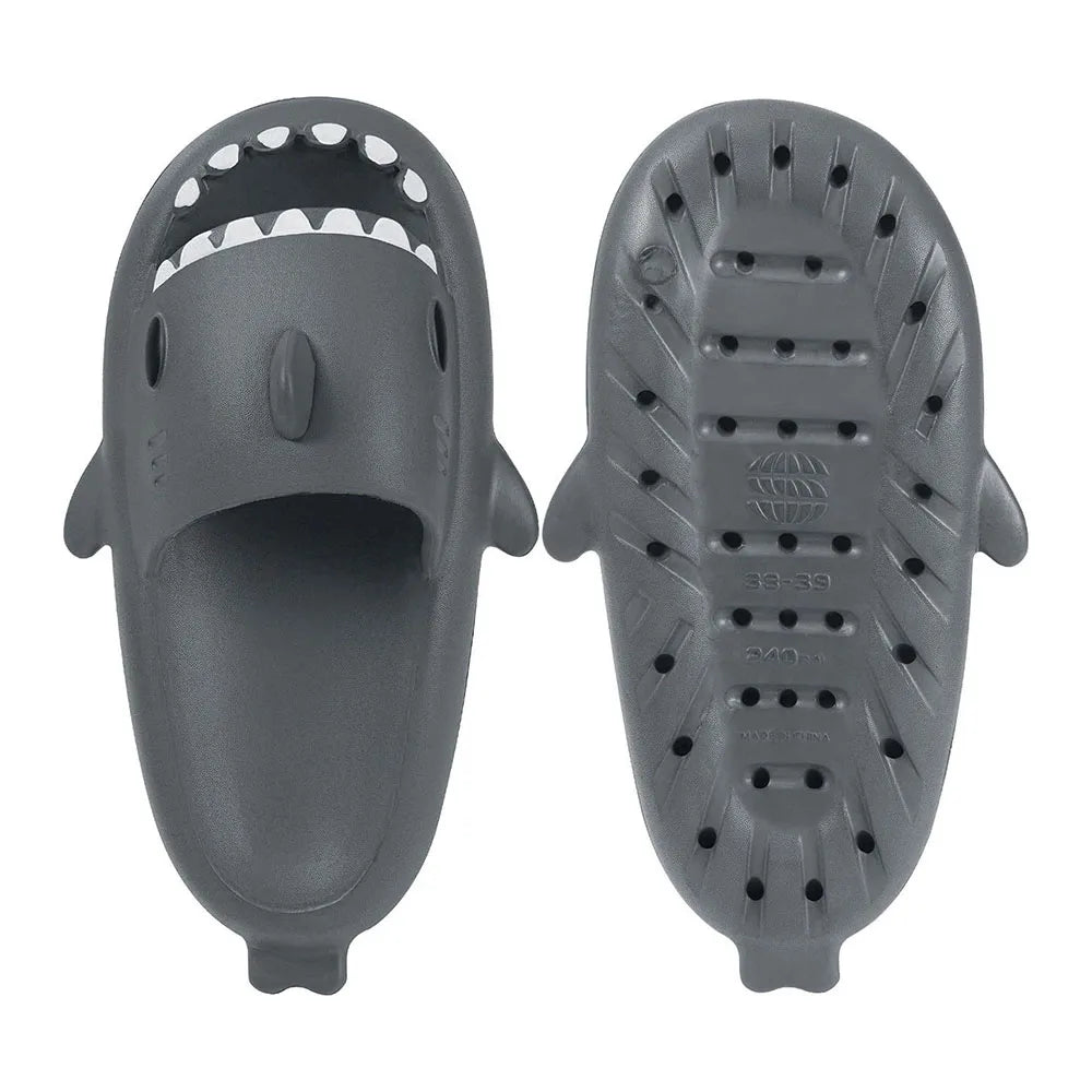 SmilePoP Shark Slides Summer Cute Cartoon Shark Slippers for Women Men Non-Slip Open Toe Sole Sandals Casual Unisex Beach Shoes
