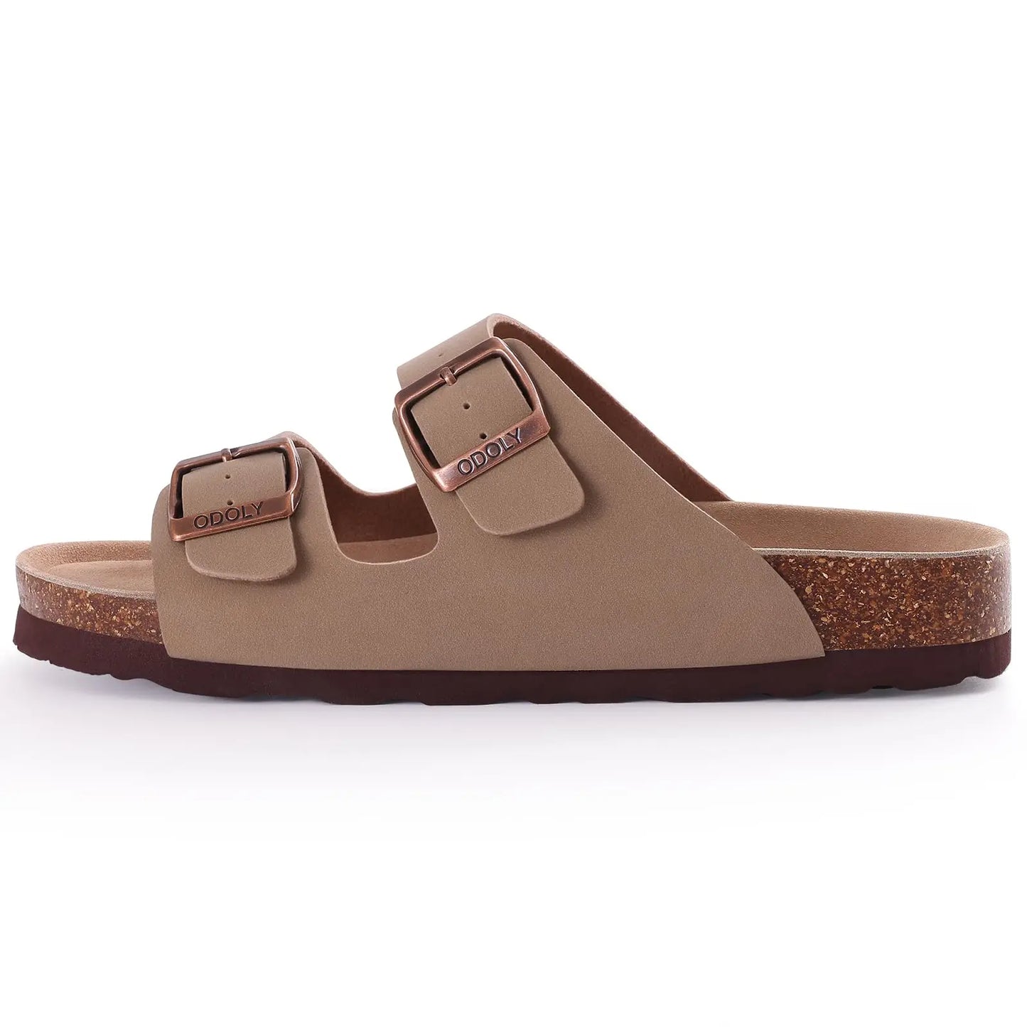Crestar Women's Fashion Leather Sandals Classic Cork Footbed Clogs Slippers Beach Slides With Double Buckle Unisex Brand Sandals