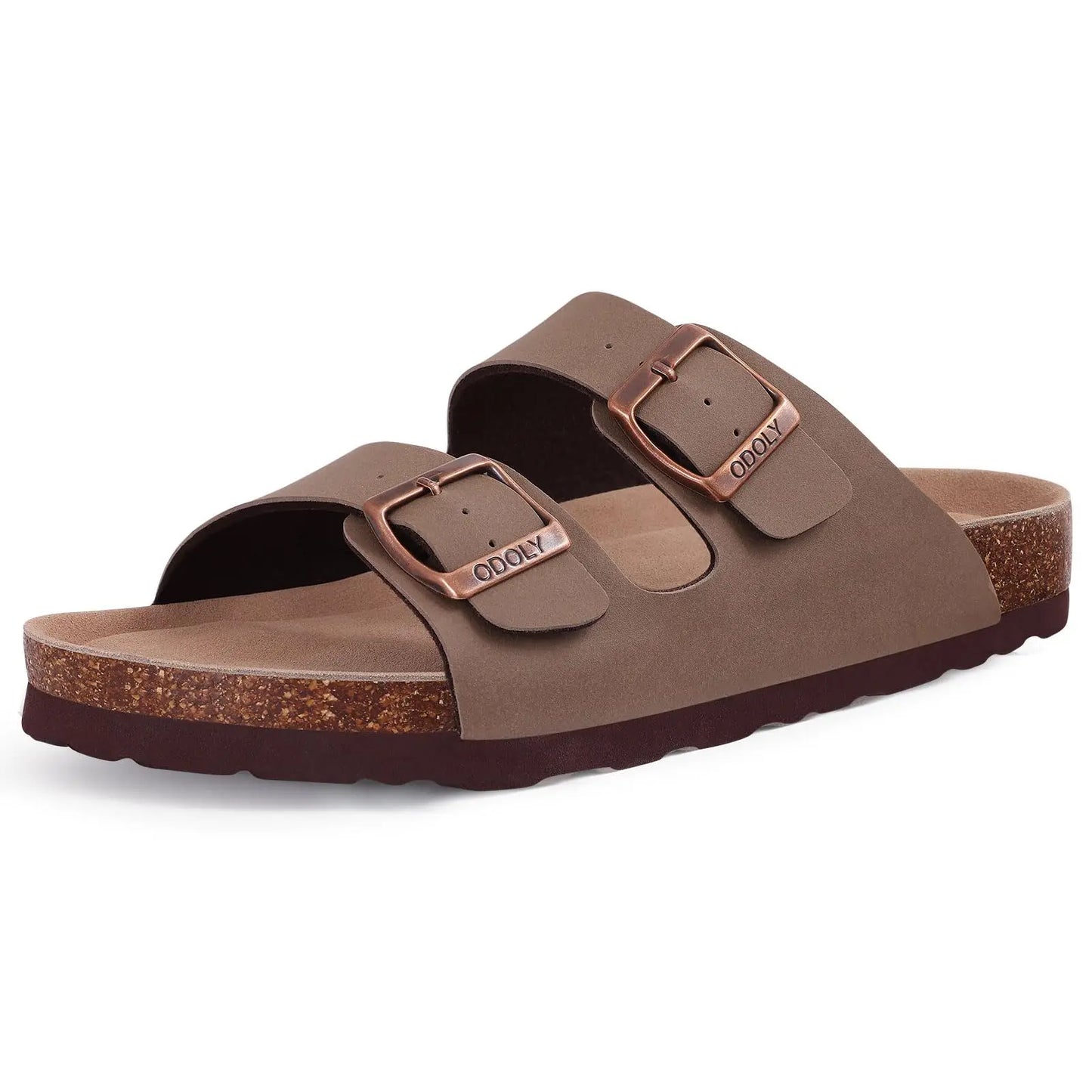 Crestar Women's Fashion Leather Sandals Classic Cork Footbed Clogs Slippers Beach Slides With Double Buckle Unisex Brand Sandals