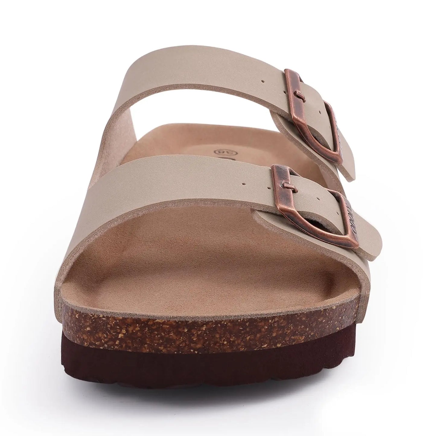 Crestar Women's Fashion Leather Sandals Classic Cork Footbed Clogs Slippers Beach Slides With Double Buckle Unisex Brand Sandals