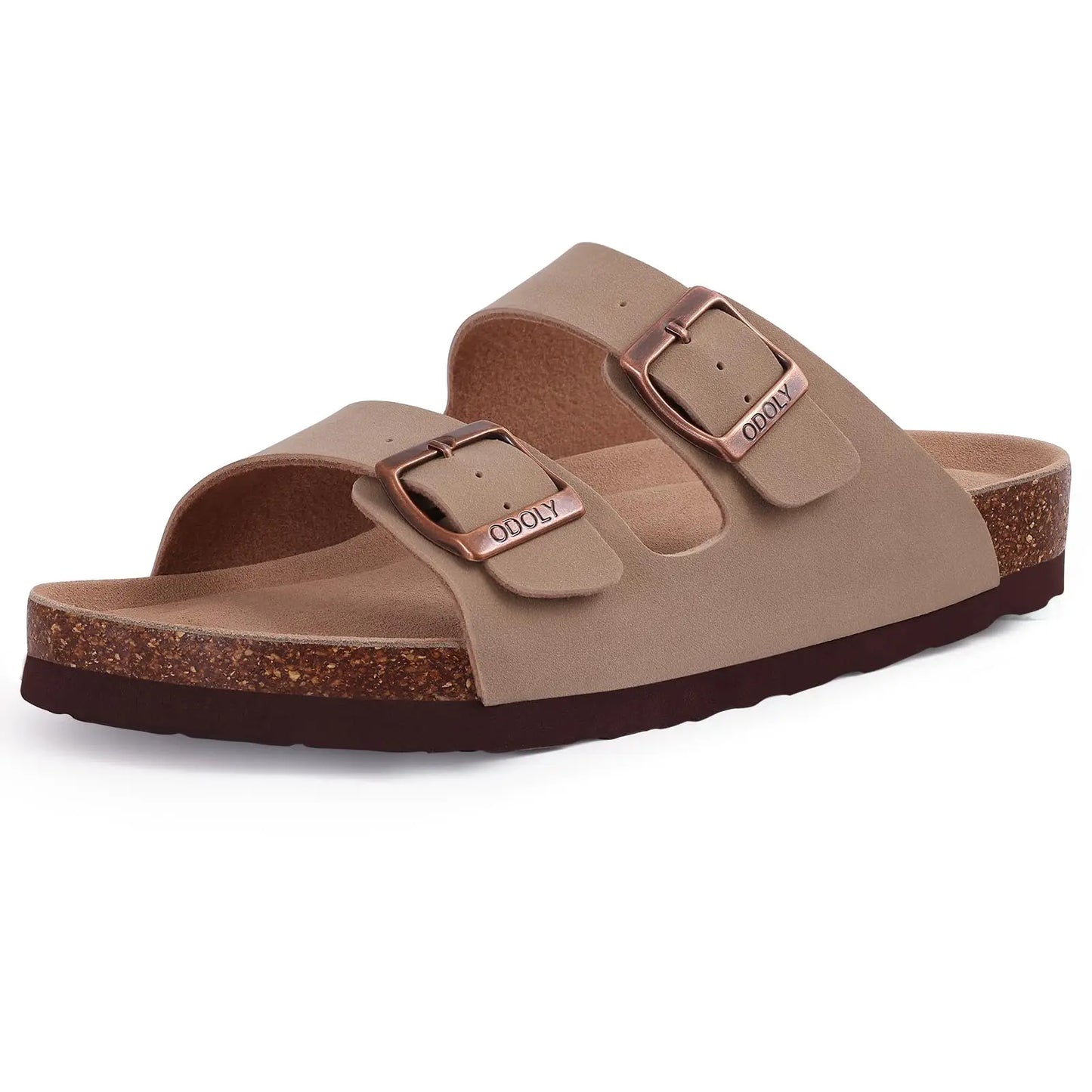 Crestar Women's Fashion Leather Sandals Classic Cork Footbed Clogs Slippers Beach Slides With Double Buckle Unisex Brand Sandals